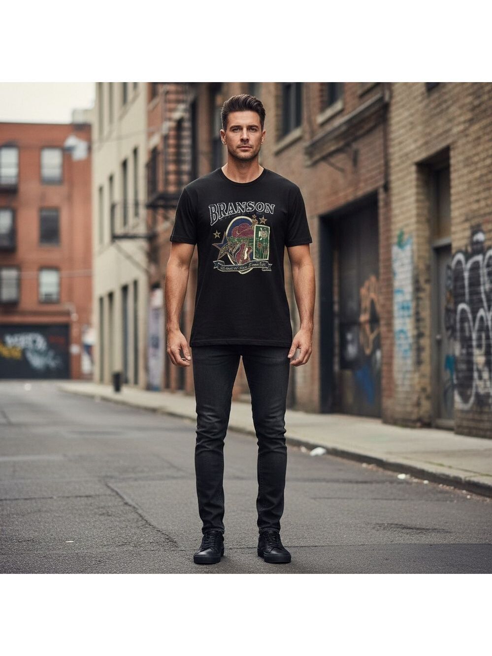 Men's Alstyle Apparel & Activewear Black Graphic Tee XL